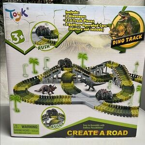 Green and Yellow Dinosaur Building Set with Flexible Tracks